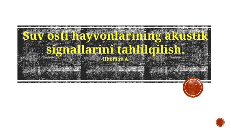 Suv osti hayvonlarining akustik signallarini tahlilqilish