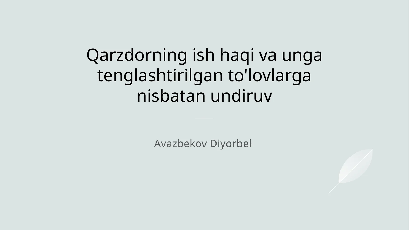 Qarzdorning ish haqi va unga tenglashtirilgan to'lovlarga nisbatan undiruv