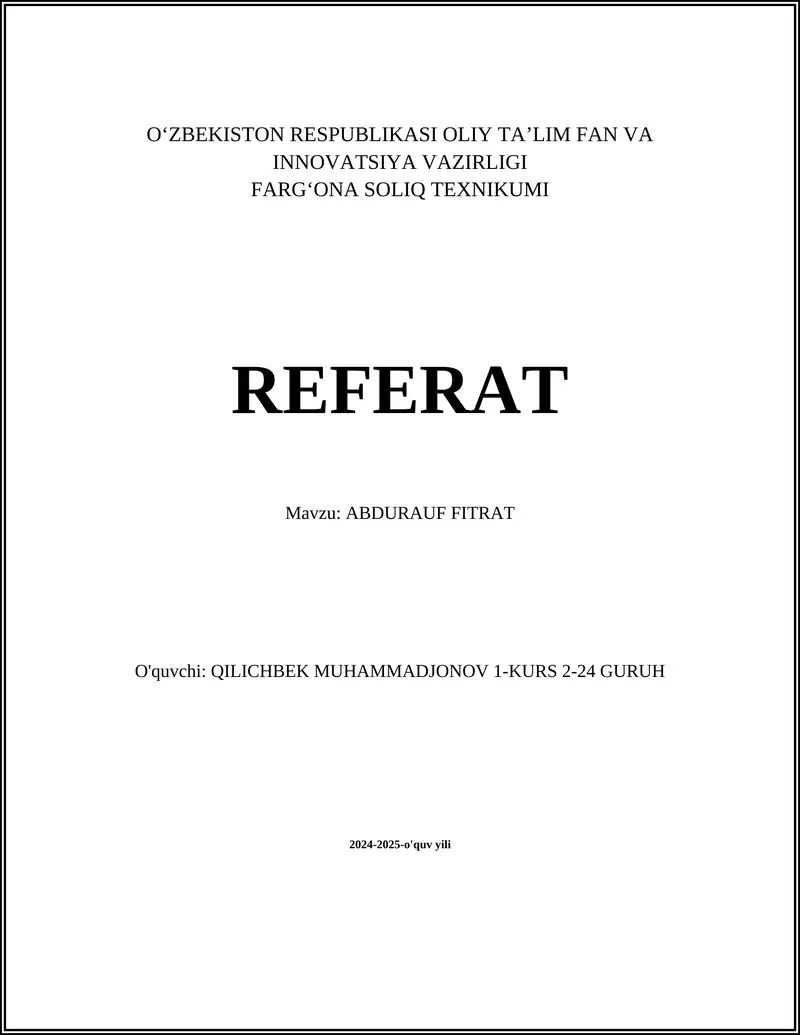 Абдурауф Фитрат