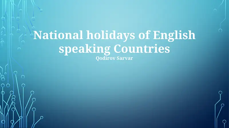 National holidays of English speaking Countries