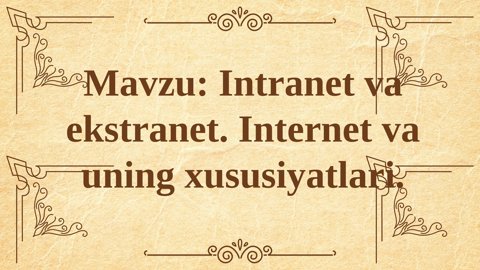 Intranet va Ekstranet