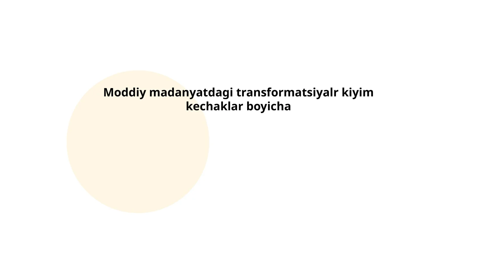 Moddiy madanyatdagi transformatsiyalr kiyim kechaklar boyicha