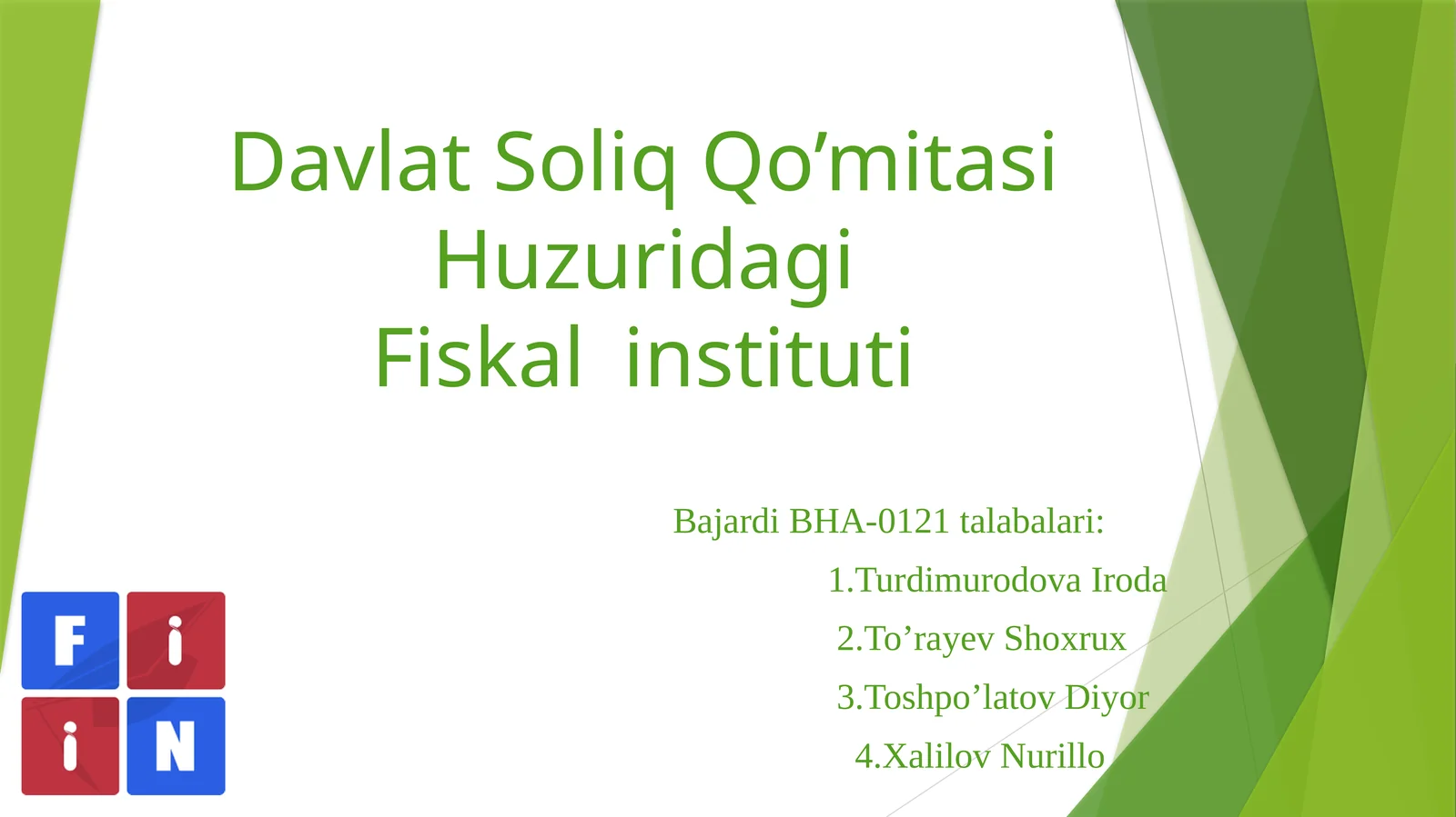 FOYDA SOLIG’NI TO’LOVCHILARI OBEYKTIvaBAZASI