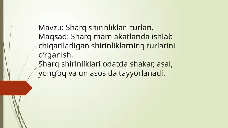 Sharq shirinliklari turlari