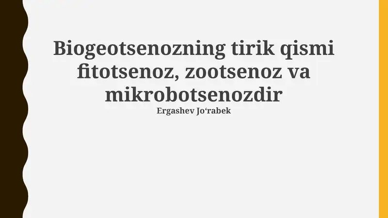 Biogeotsenozning tirik qismi fitotsenoz, zootsenoz va mikrobotsenozdir