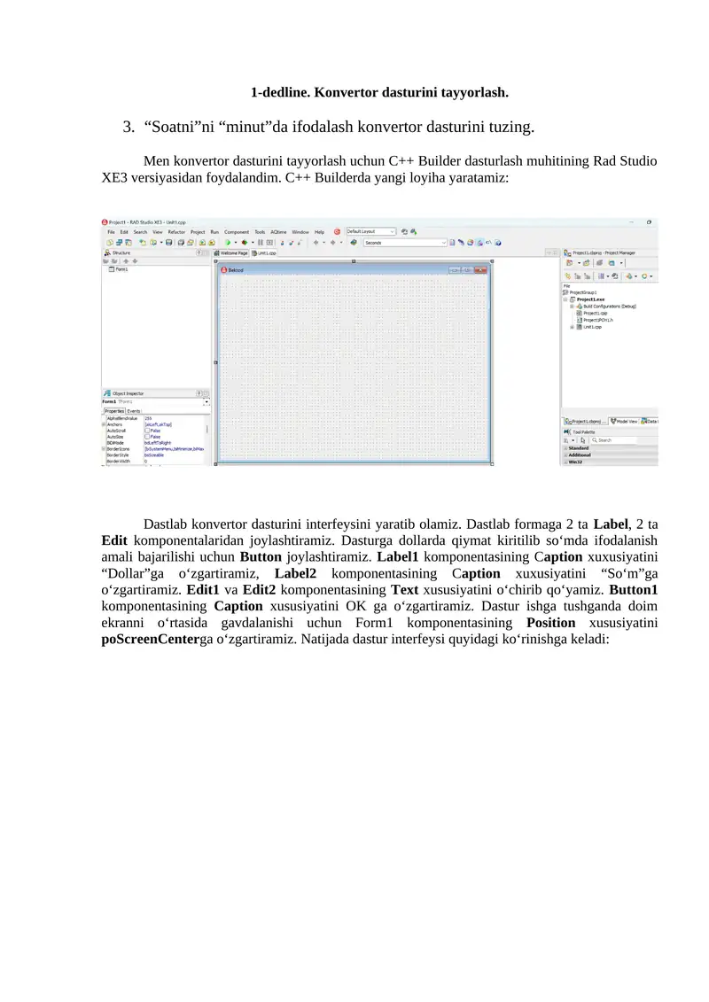 “Soatni”ni “minut”da ifodalash konvertor dasturi