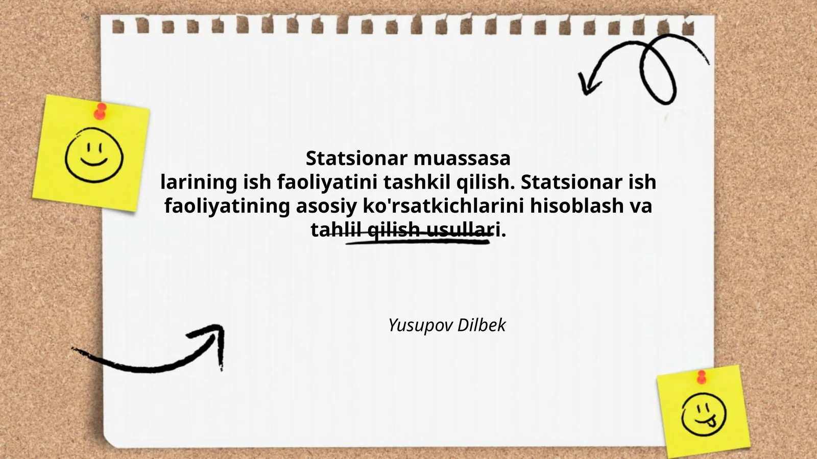 Statsionar muassasalar ish faoliyati