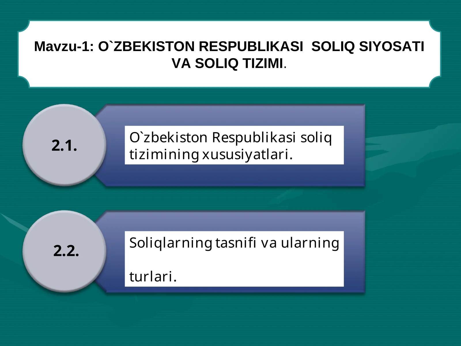 O`ZBEKISTON RESPUBLIKASISOLIQSIYOSATIVASOLIQ TIZIMI