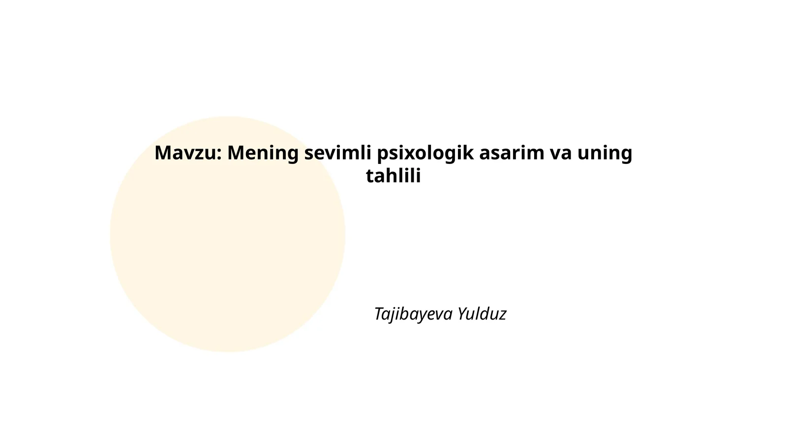 Mening sevimli psixologik asarim va uning tahlili