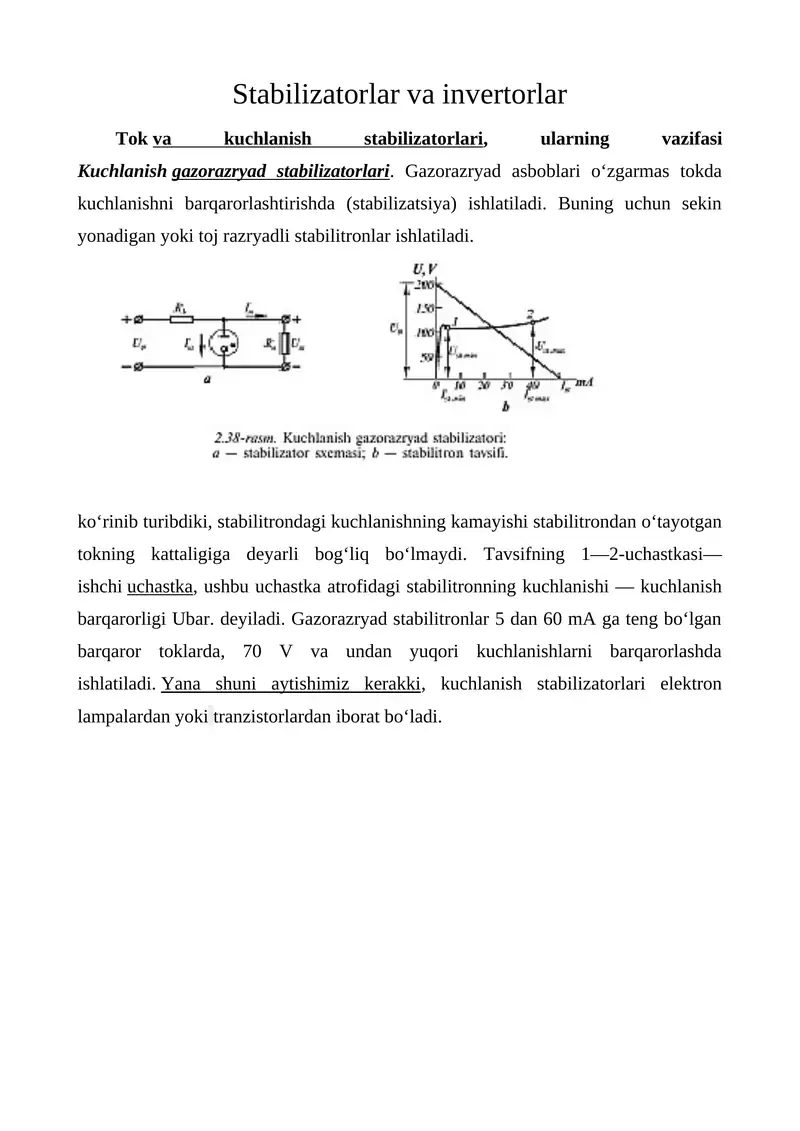 Stabilizatorlar va invertorlar