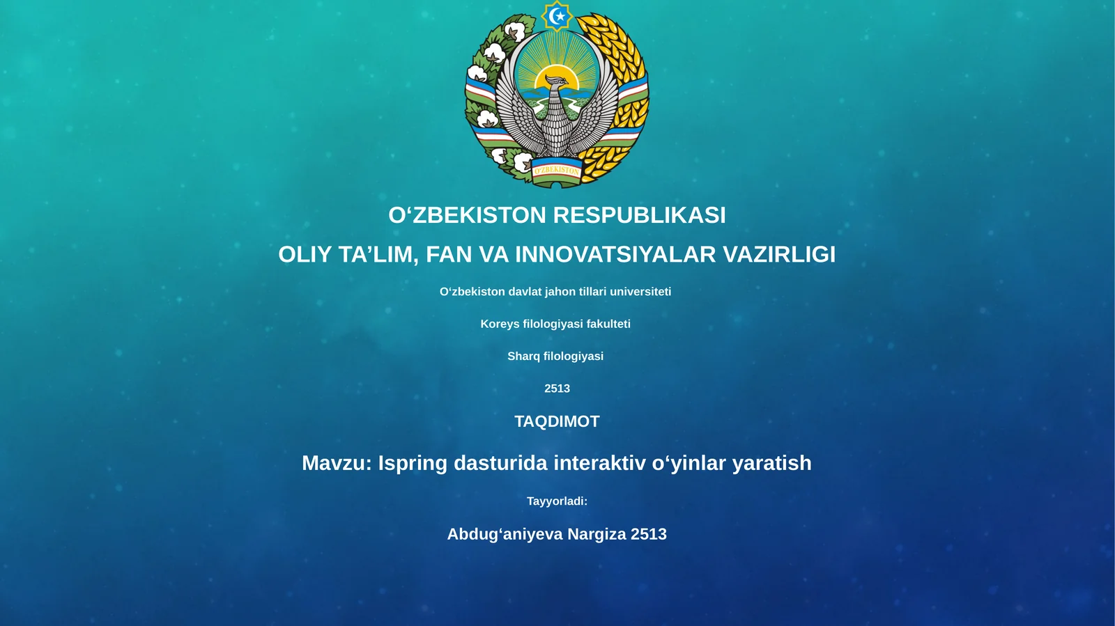 Ispring dasturida interaktiv o‘yinlar yaratish