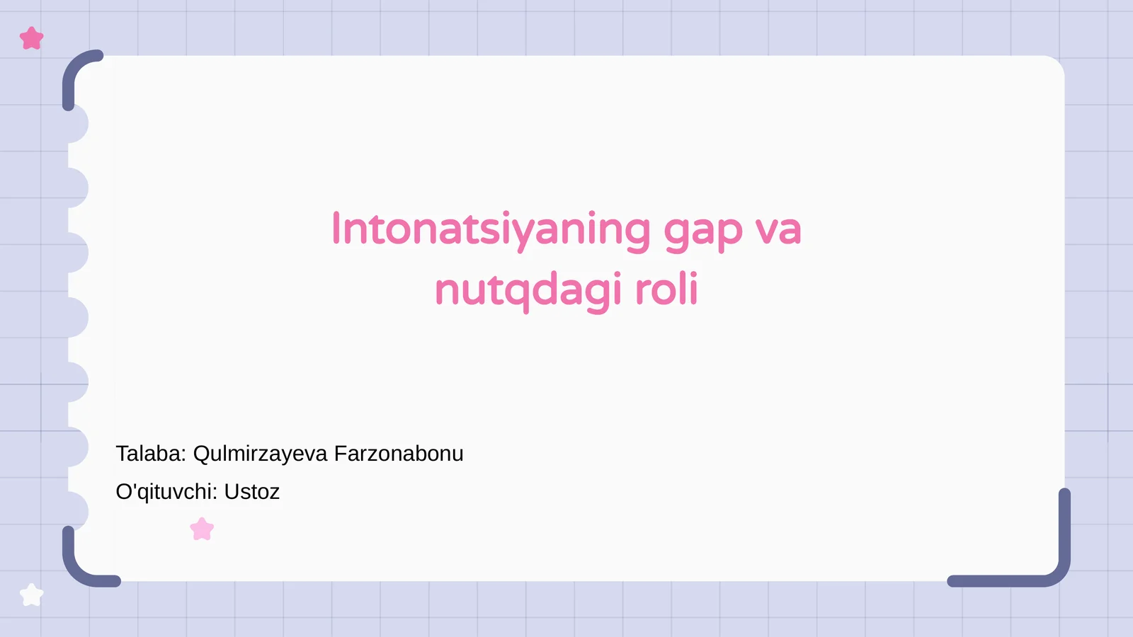 Intonatsiyaning gap va nutqdagi roli