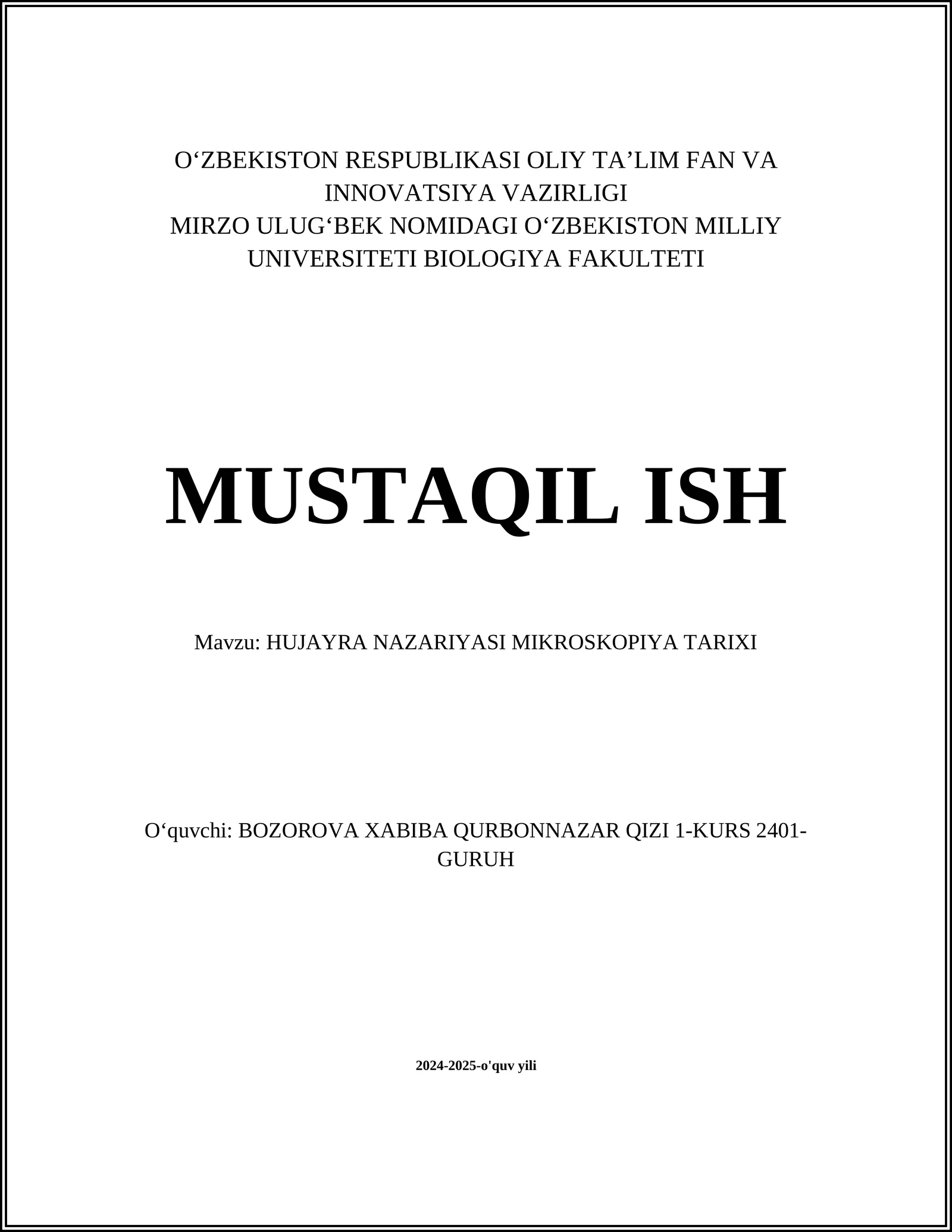 HUJA NAZARIYASI MIKROSKOPIYA TARIXI