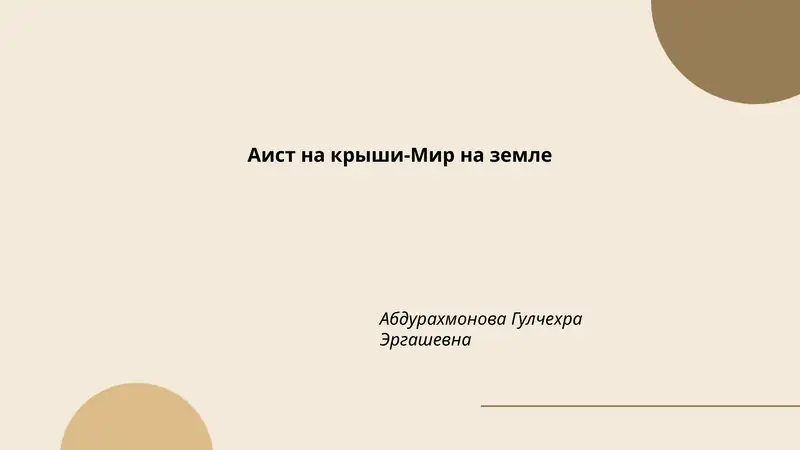 Аист на крыше-Мир на земле