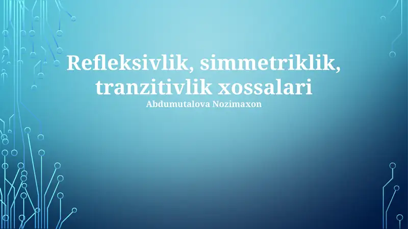 Simmetriya, matematikada, 3 ta asosiy xususiyatlar (refleksivlik, simmetriya va tranzitivlik) ning ikkinchisini, ya'ni a=b bo'lsa, b=a tenglamasining to'g'riligini ifodalaydi, bu esa algebraik tuzilmalarni tahlil qilishda qo'llaniladi