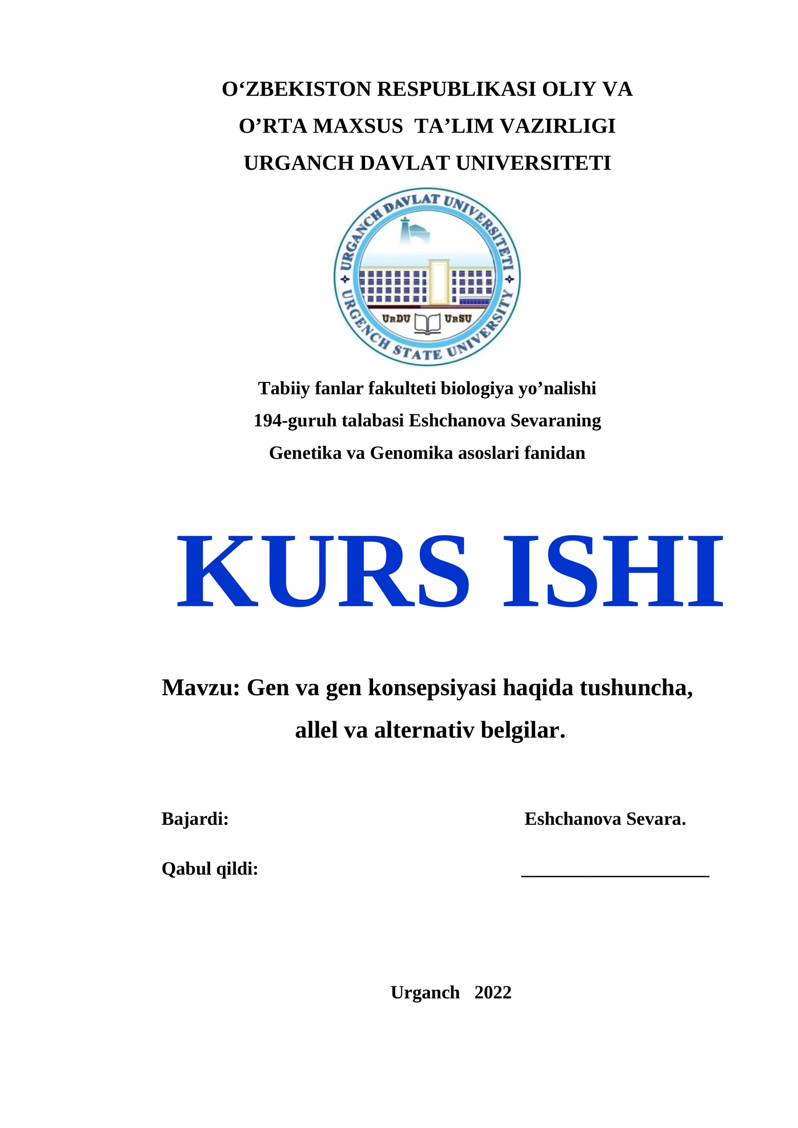 Gen va gen konsepsiyasi haqida tushuncha, allel va alternativ belgilar