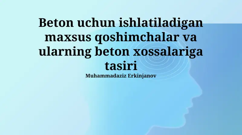 Beton uchun maxsus qo'shimchalar