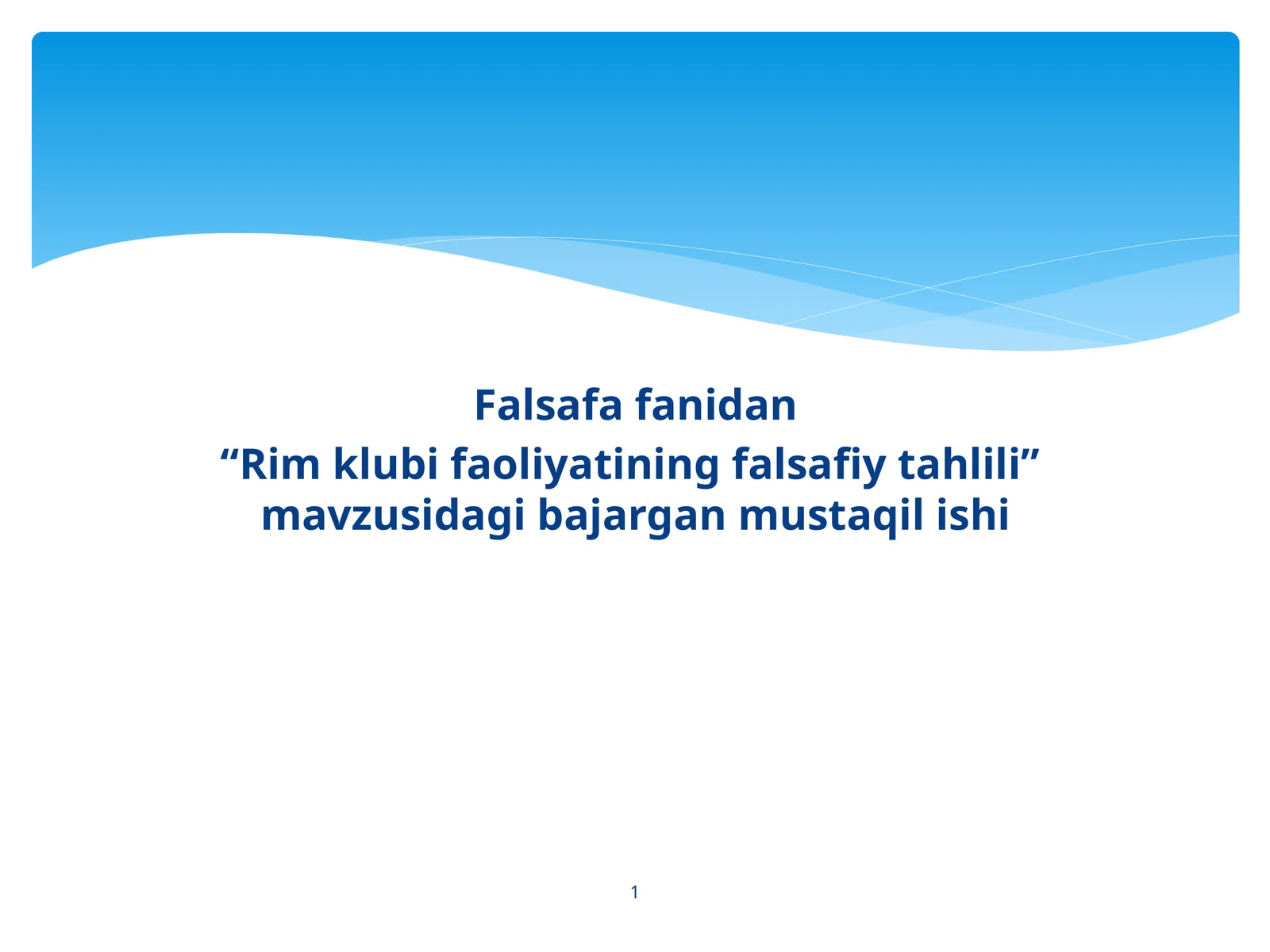 Rim Klubi Faoliyatining Falsafiy Tahlili