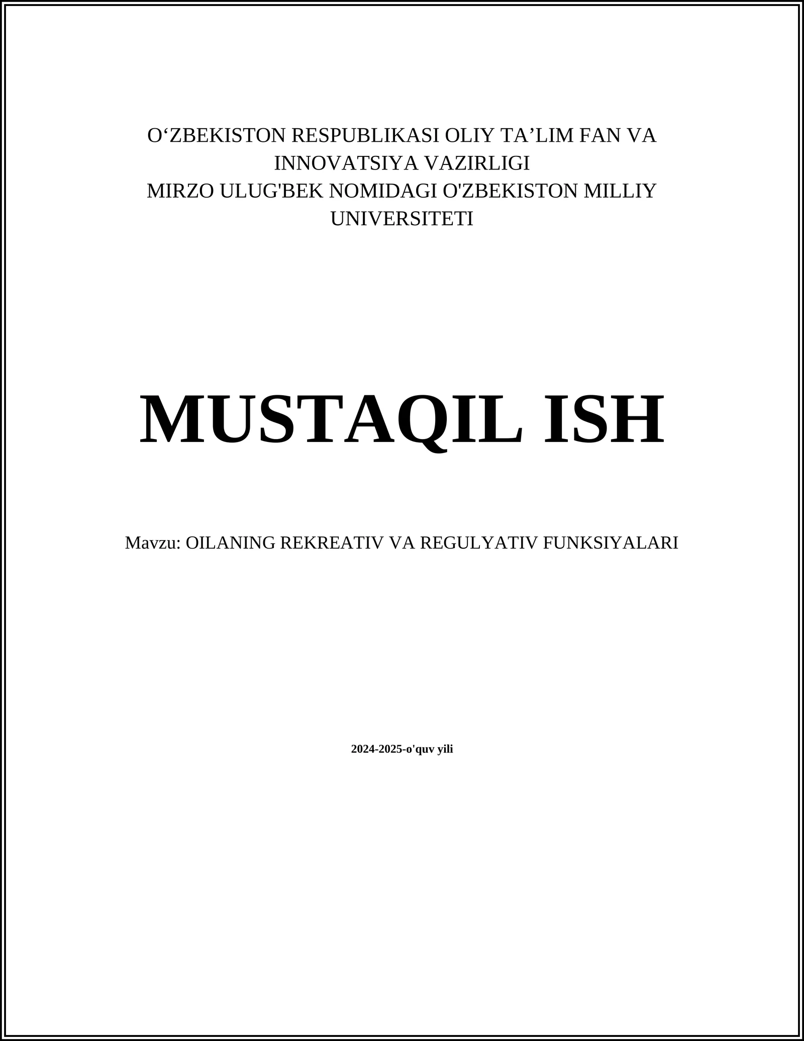 Olinaning rekreativ imkoniyatlari