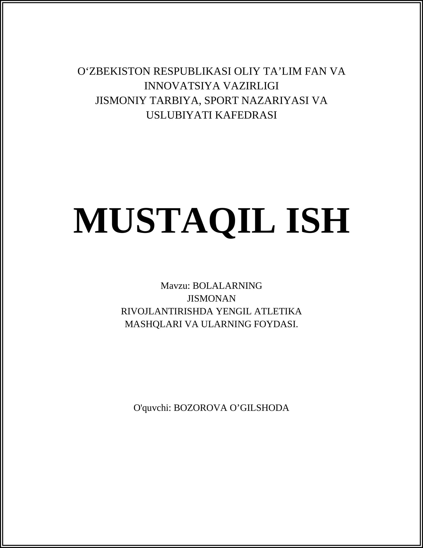 Yengil Atletika Mashqlari