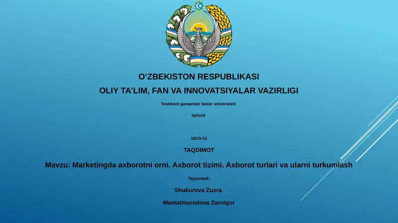 Marketingda axborotni orni