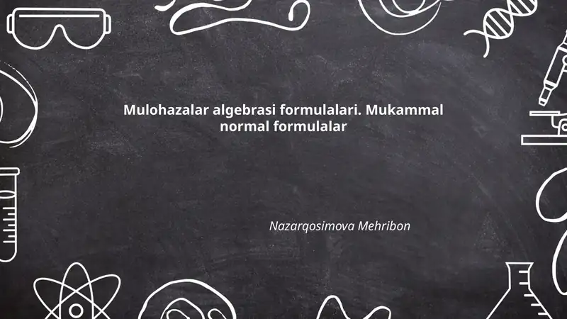 Mulohazalar algebrasi formulalari