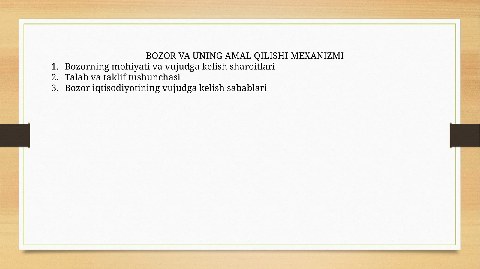 BOZOR VA UNING AMAL QILISHI MEXANIZMI