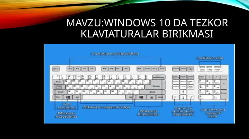 WINDOWS 10 DA TEZKOR KLAVIATURALAR BIRIKMASI