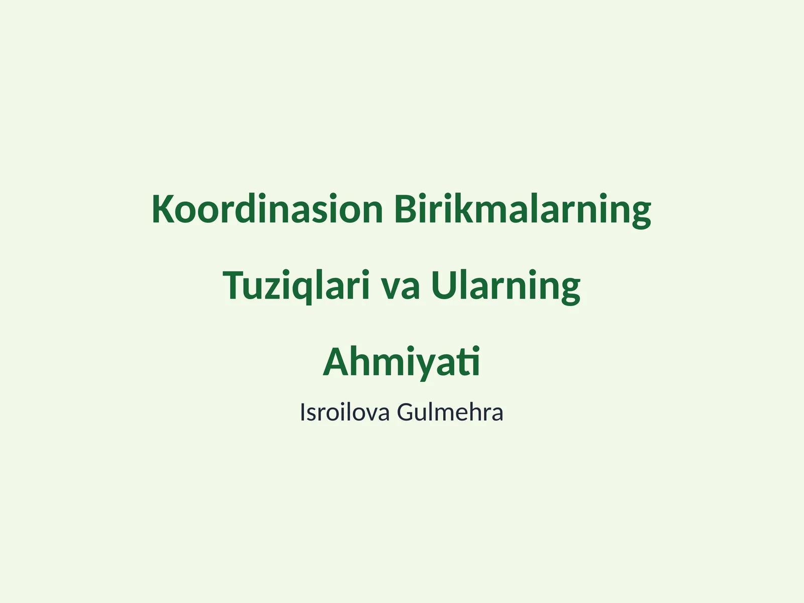 Koordinasion Birikmalarning Tuziqlari va Ularning Ahmiyati