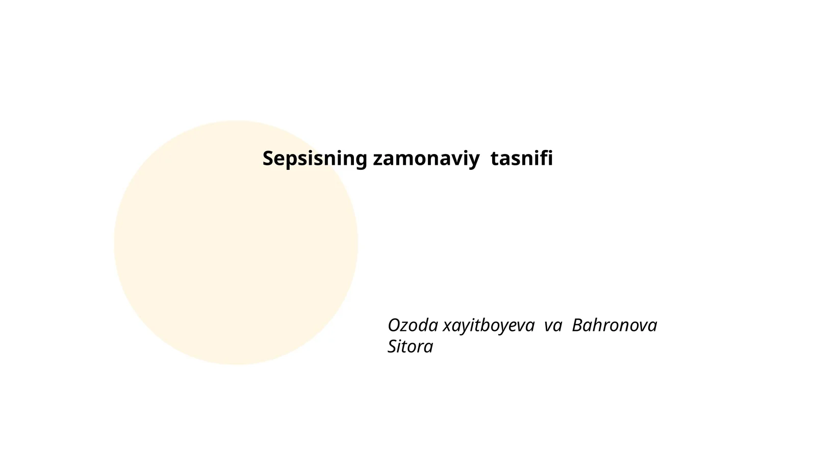 Sepsisning zamonaviy tasnifi