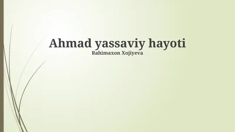 Ahmad yassaviy hayoti