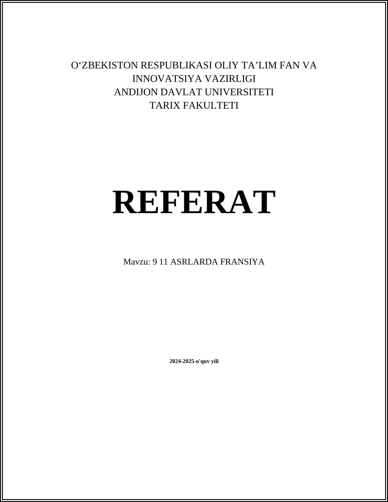 9 11 ASRLARDA FRANSIYA