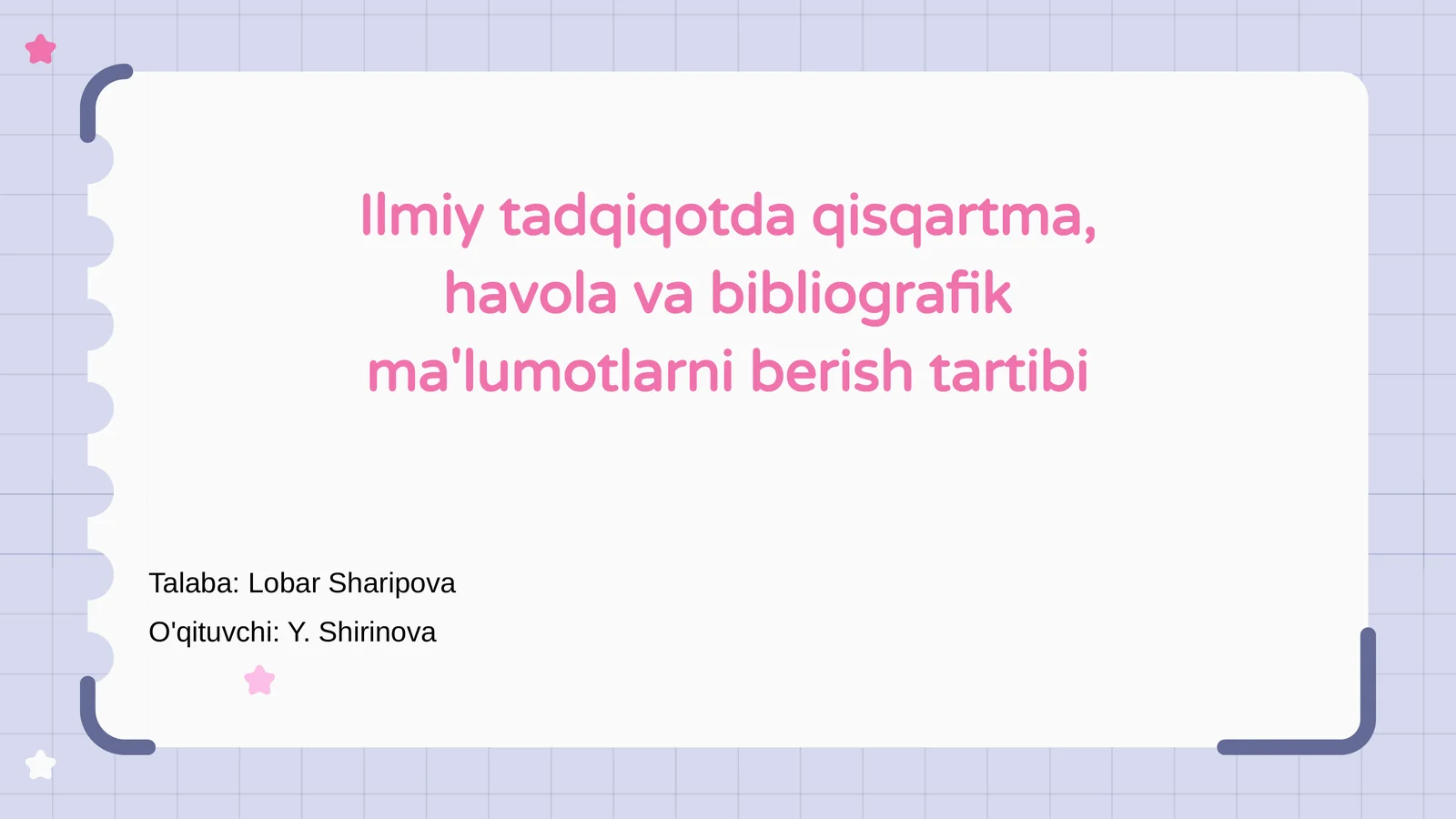 Ilmiy tadqiqotda qisqartma, havola va bibliografik ma'lumotlarni berish tartibi