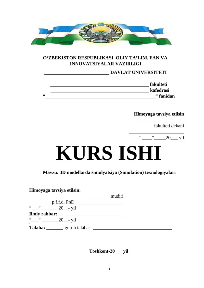 3D modellarda simulyatsiya (Simulation) texnologiyalari