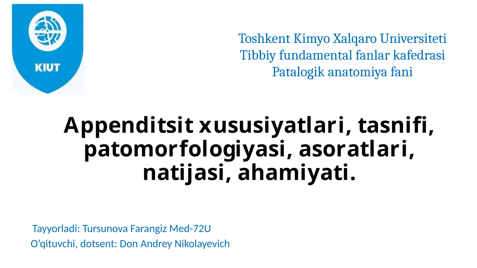 Appenditsit Xususiyatlari, Tasnifi, Patomorfologiyasi