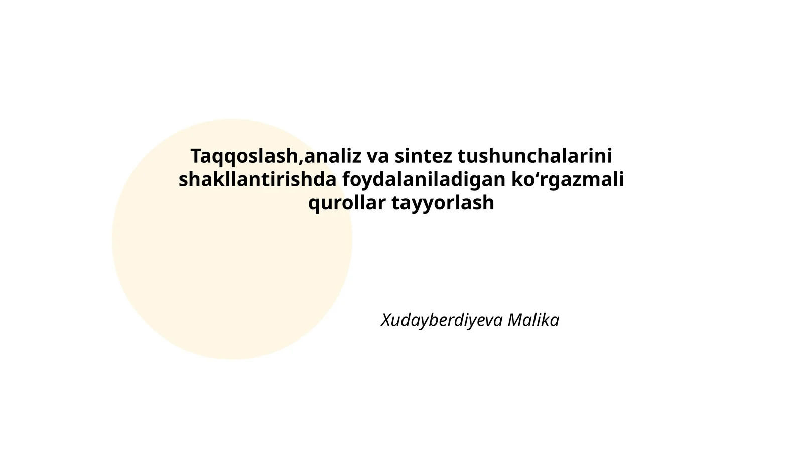 Taqqoslash, Analiz va Sintez