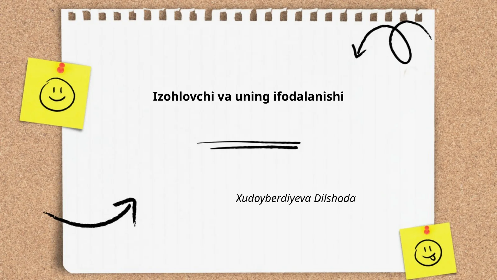 Izohlovchi va uning ifodalanishi