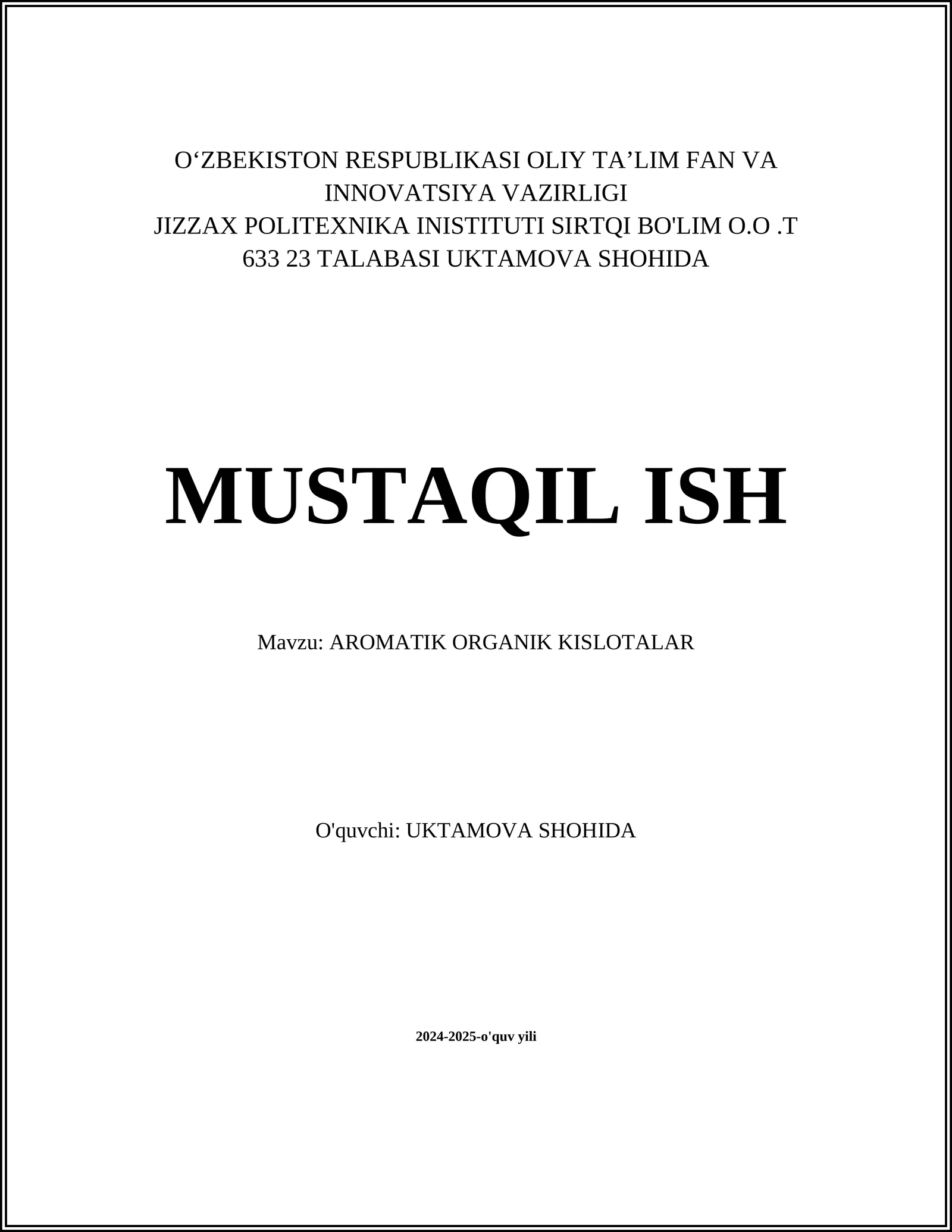 AROMATIK ORGANIK KISLOTALAR