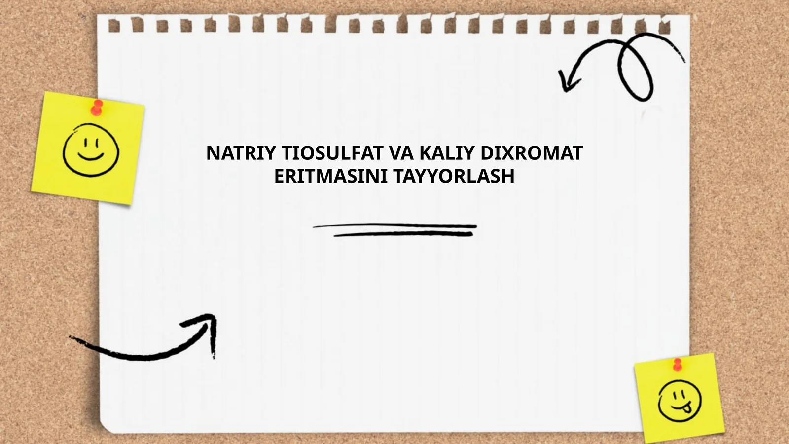 NATRIY TIOSULFAT VA KALIY DIXROMAT ERITMASINI TAYYORLASH