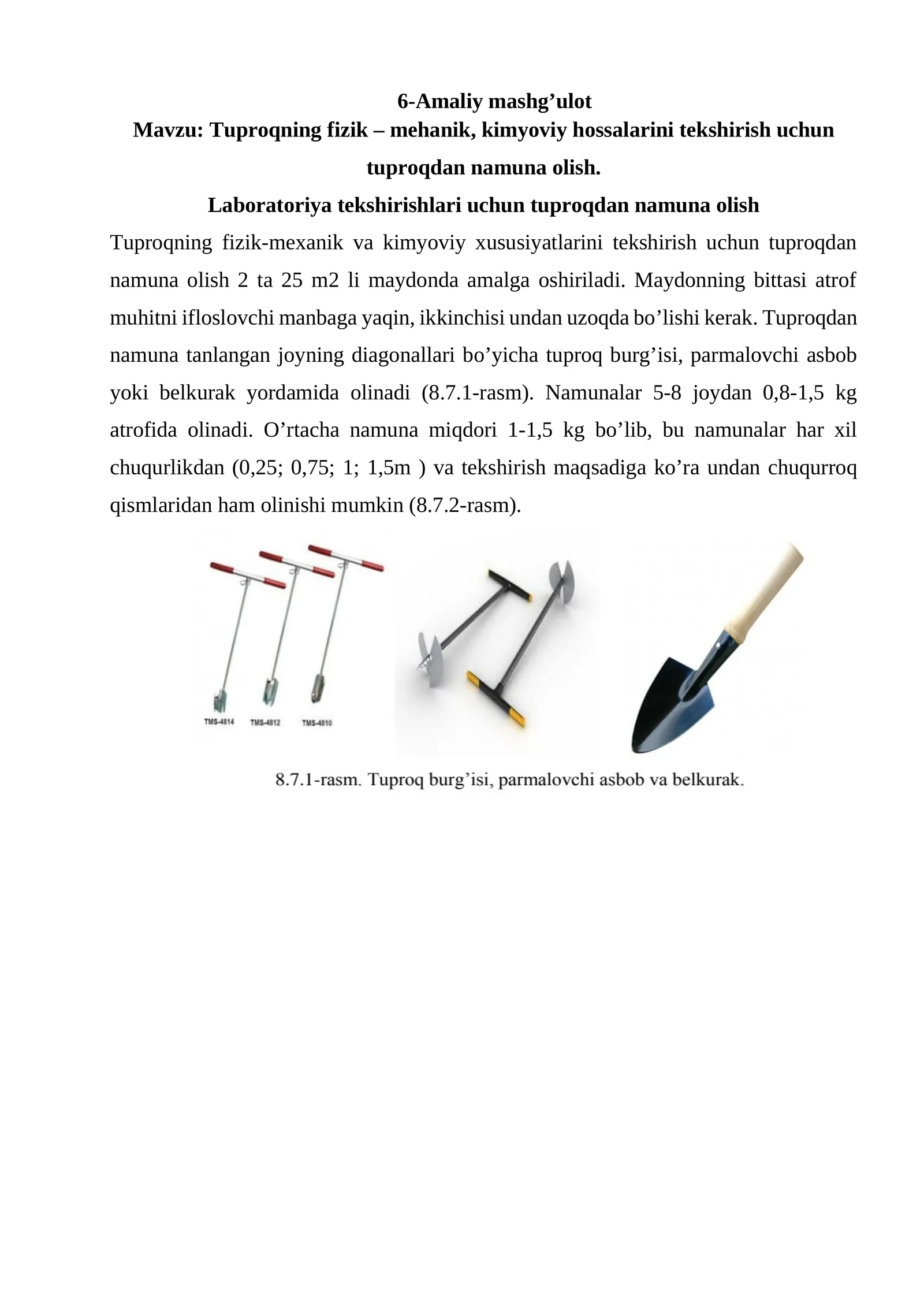 Tuproqdan namuna olish