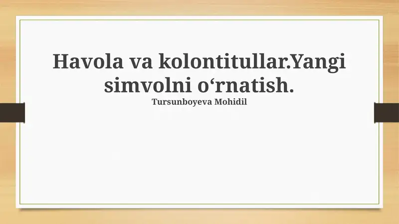 Havola va kolontitullar