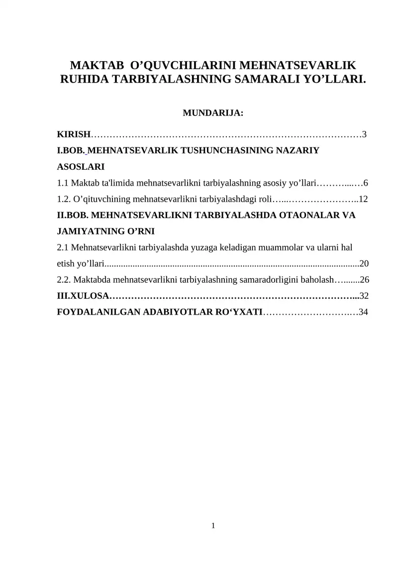 Mehnatsevarlikni tarbiyalashning samarali yo'llari