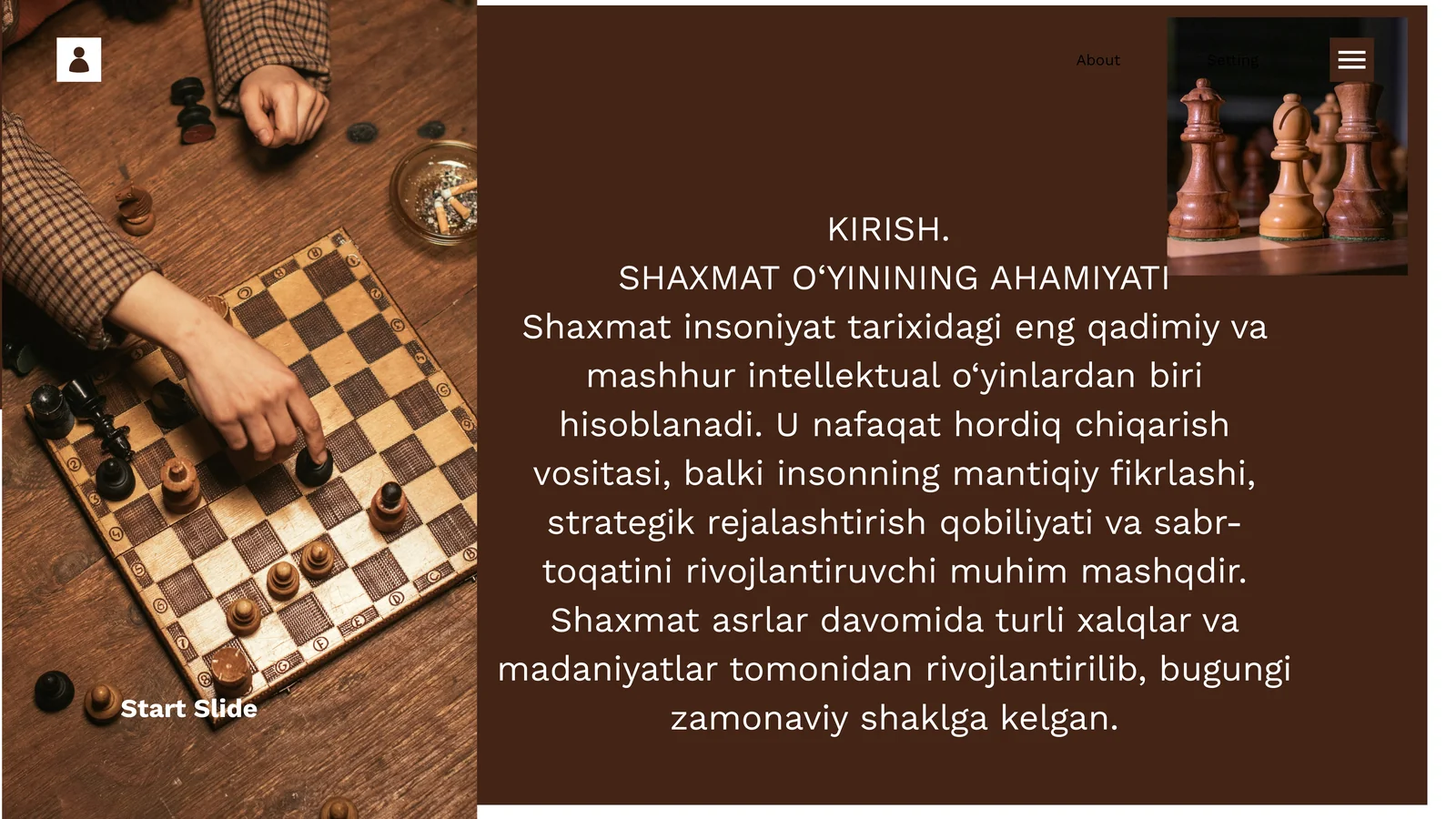 SHAXMAT O‘YININING TA’RIFI