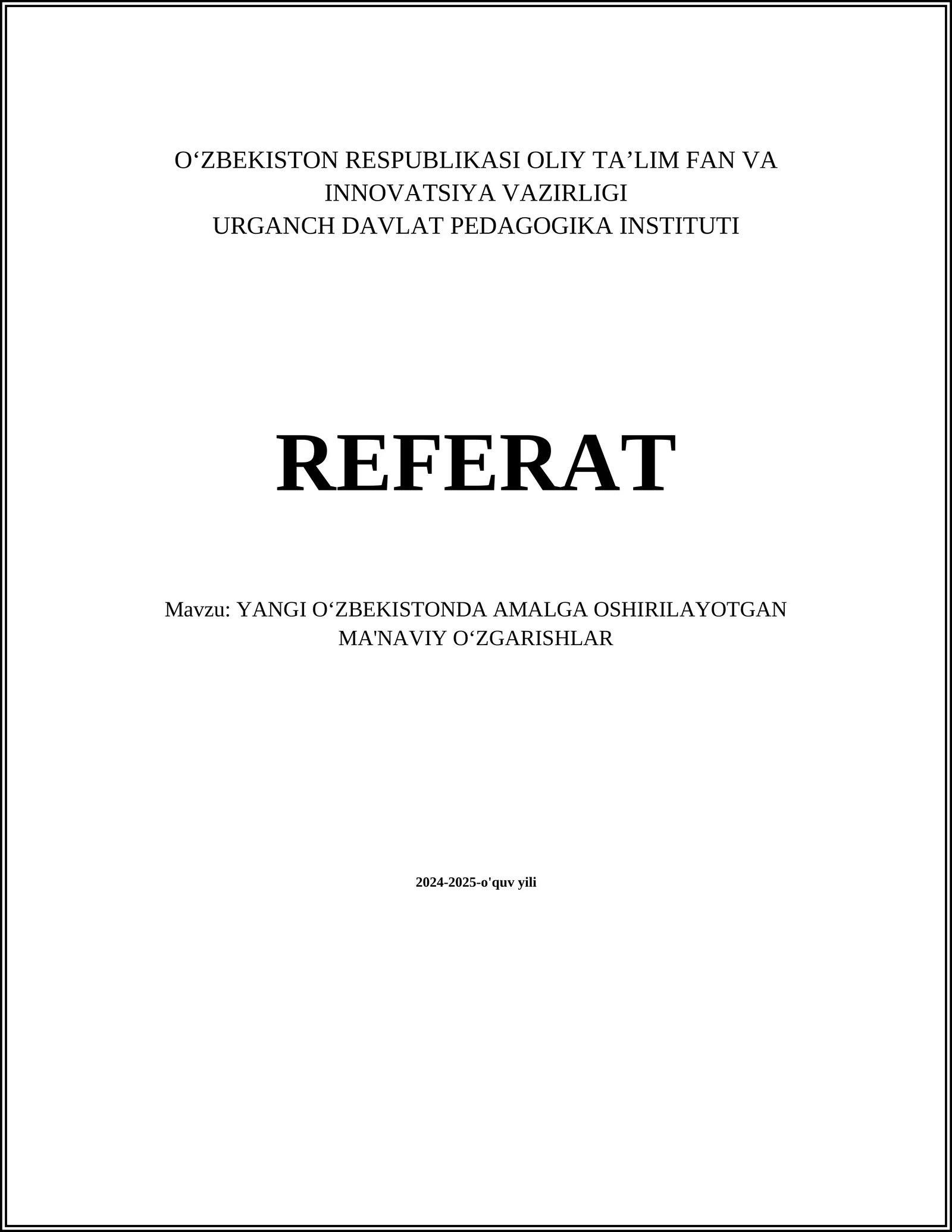 Yangi Oʻzbekistonda ma'naviy yuksalish