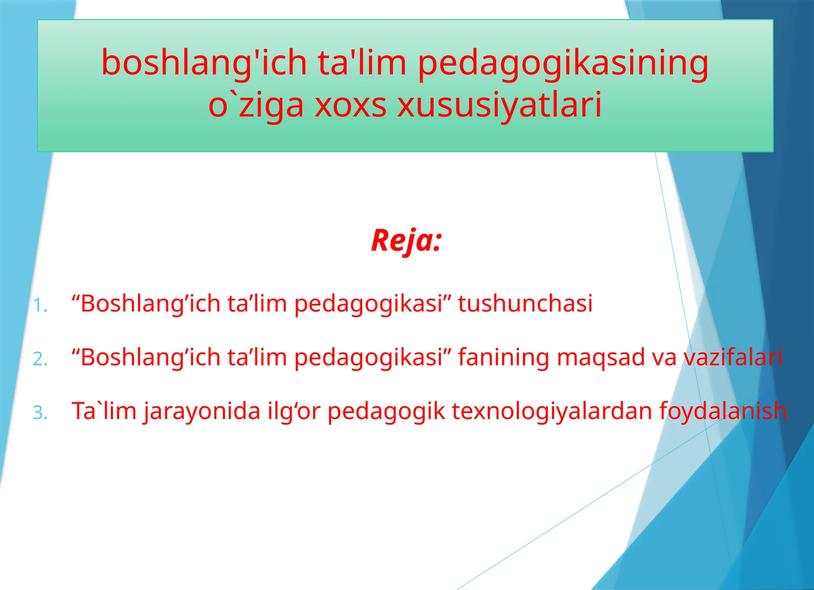 Boshlang'ich ta'lim pedagogikasi