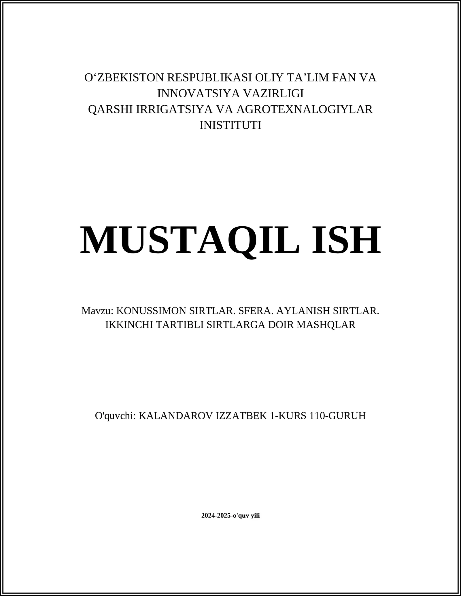 Konussimon sirtlar tahlili