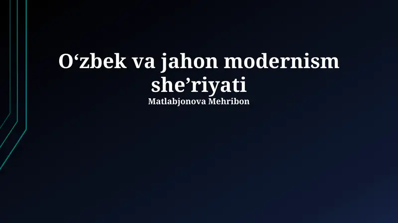 O‘zbek va jahon modernism she’riyati
