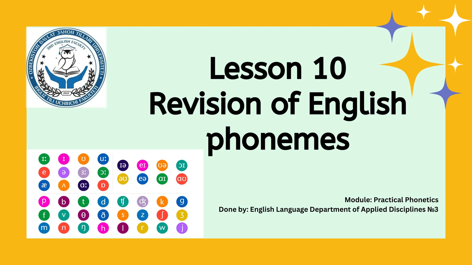 Lesson 10 Revision of English phonemes
