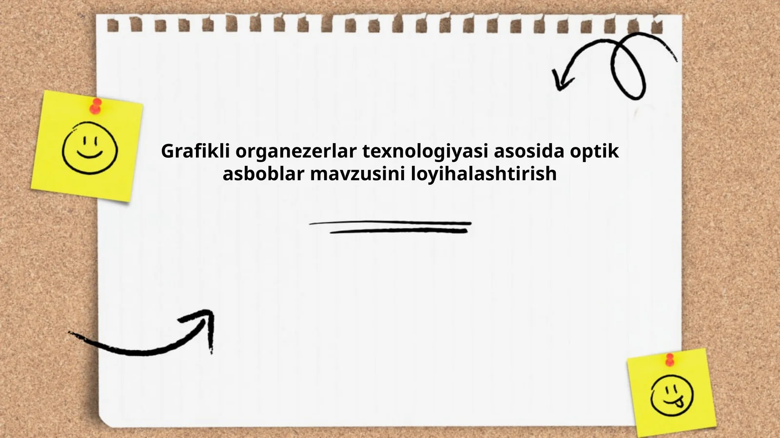 Grafikli organezerlar texnologiyasi asosida optik asboblar mavzusini loyihalashtirish