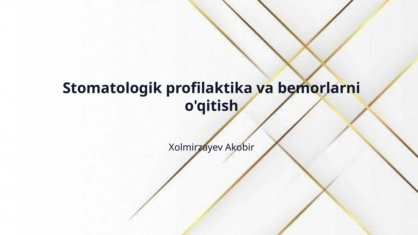 Stomatologik profilaktika va bemorlarni o'qitish
